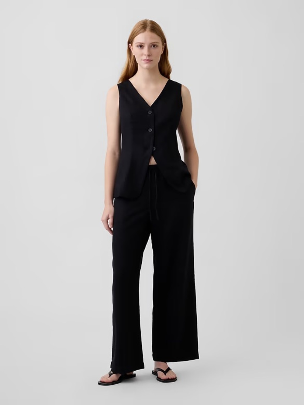 GAP Relaxed Linen-Blend Wide-Leg Pants